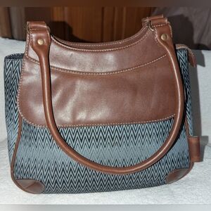 M by Missoni Y2K Brown and Gray Shoulder Bag with Chevron Pattern